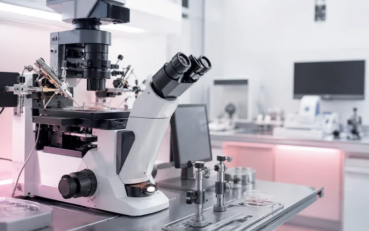 Laboratório realizando biópsia embrionária e estudo genético PGT-A