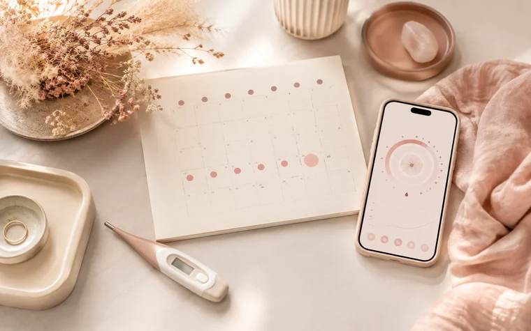Mulher acompanhando o próprio ciclo menstrual e sinais de ovulação