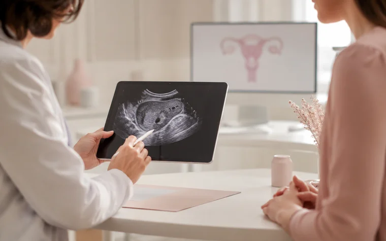 Exame de imagem avaliando miomas uterinos e fertilidade